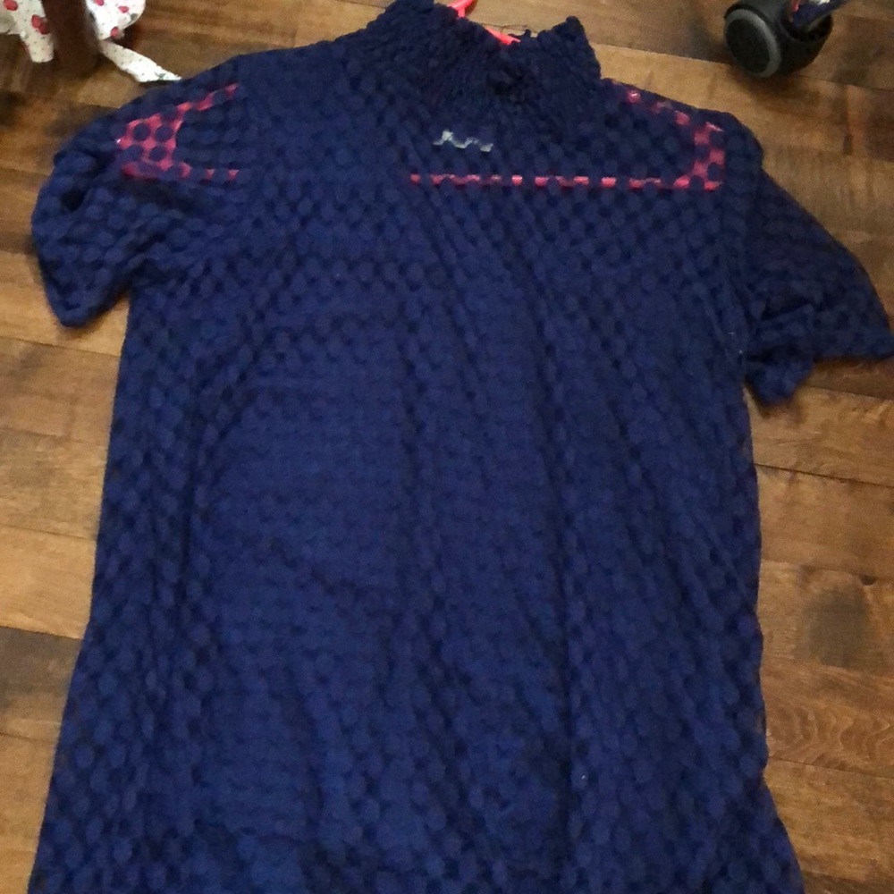 Blue turtleneck top